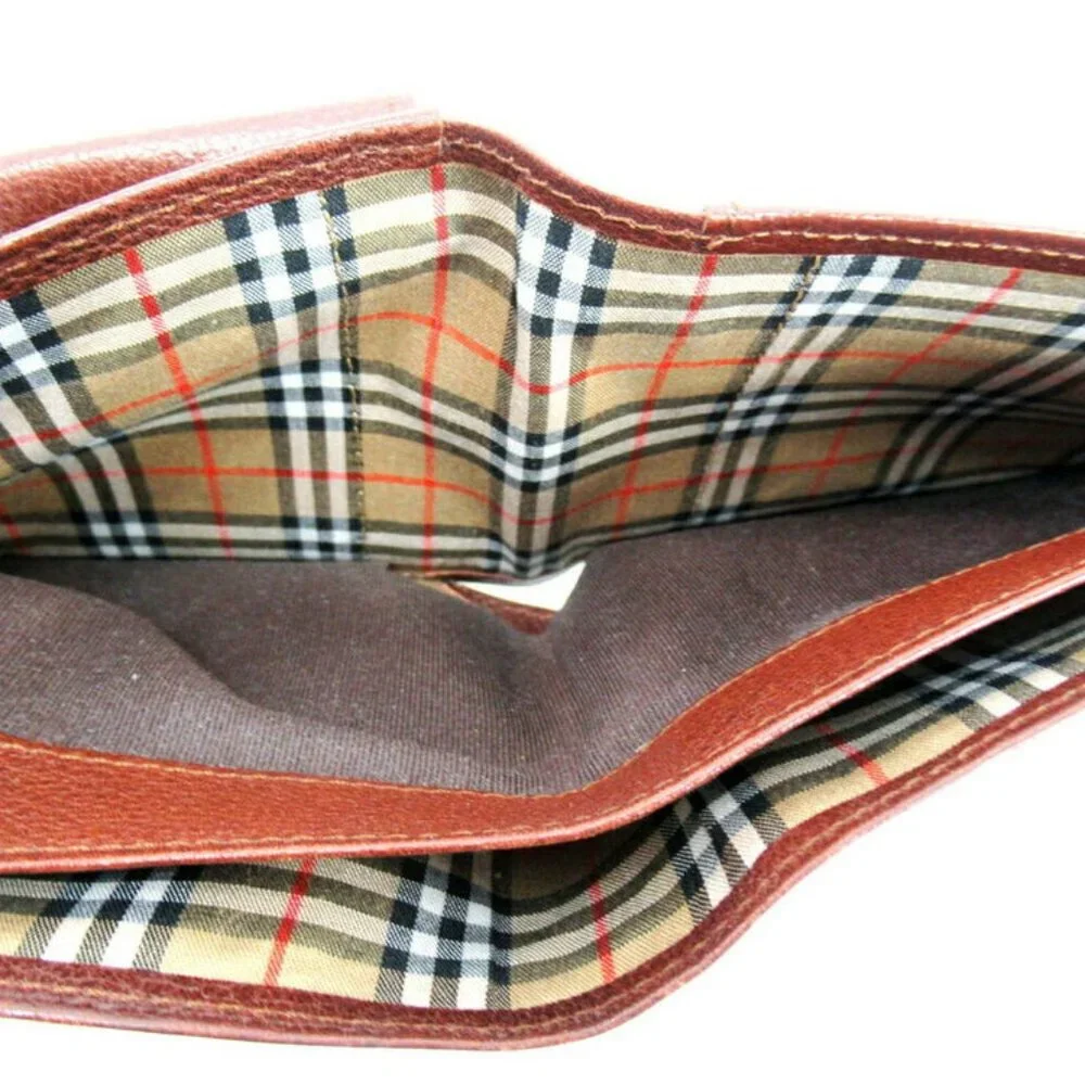 AUTH Burberry Two Folded Wallet Leather